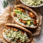Sheet Pan Chicken Pitas with Herby Ranch Slaw Recipe