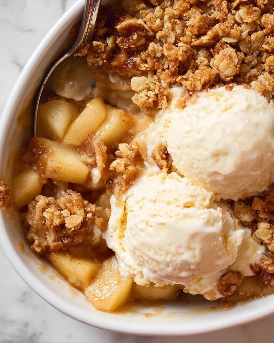 Classic Apple Crumble with Oat Topping and Vanilla Ice Cream Recipe