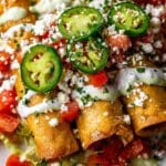 Chicken Flautas with Avocado Salsa and Crema Recipe