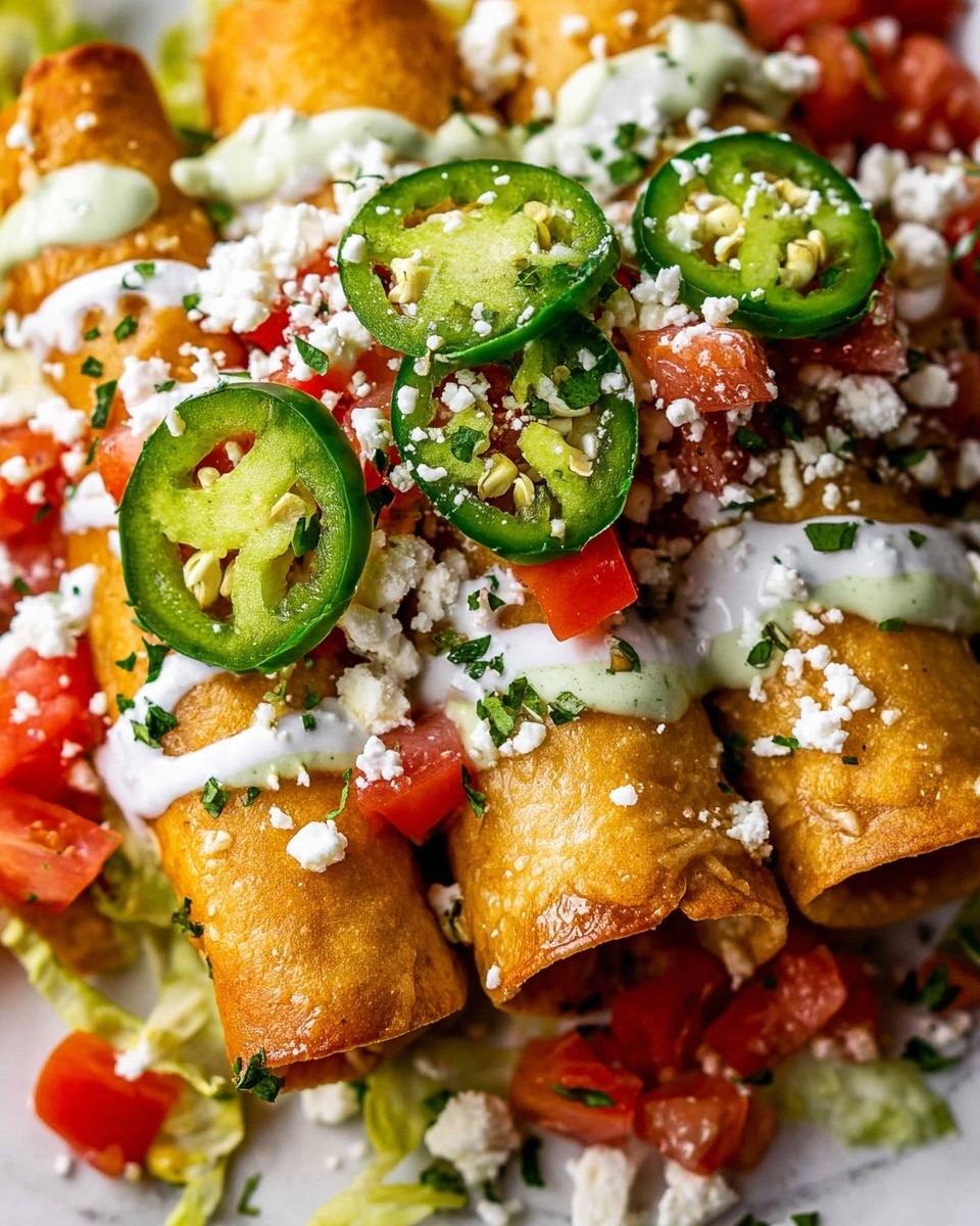 Chicken Flautas with Avocado Salsa and Crema Recipe