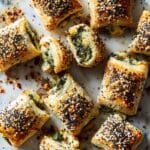 Spinach Artichoke Cheese Puff Pastry Rolls Recipe