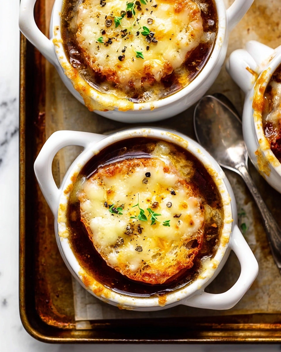 Easy French Onion Soup with Homemade Croutons and Melted Cheese Recipe