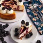 Blackberry Cheesecake with Blackberry Swirl and Whipped Cream Topping Recipe
