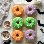 Halloween Baked Donuts with Colorful Glaze and White Chocolate Decoration Recipe