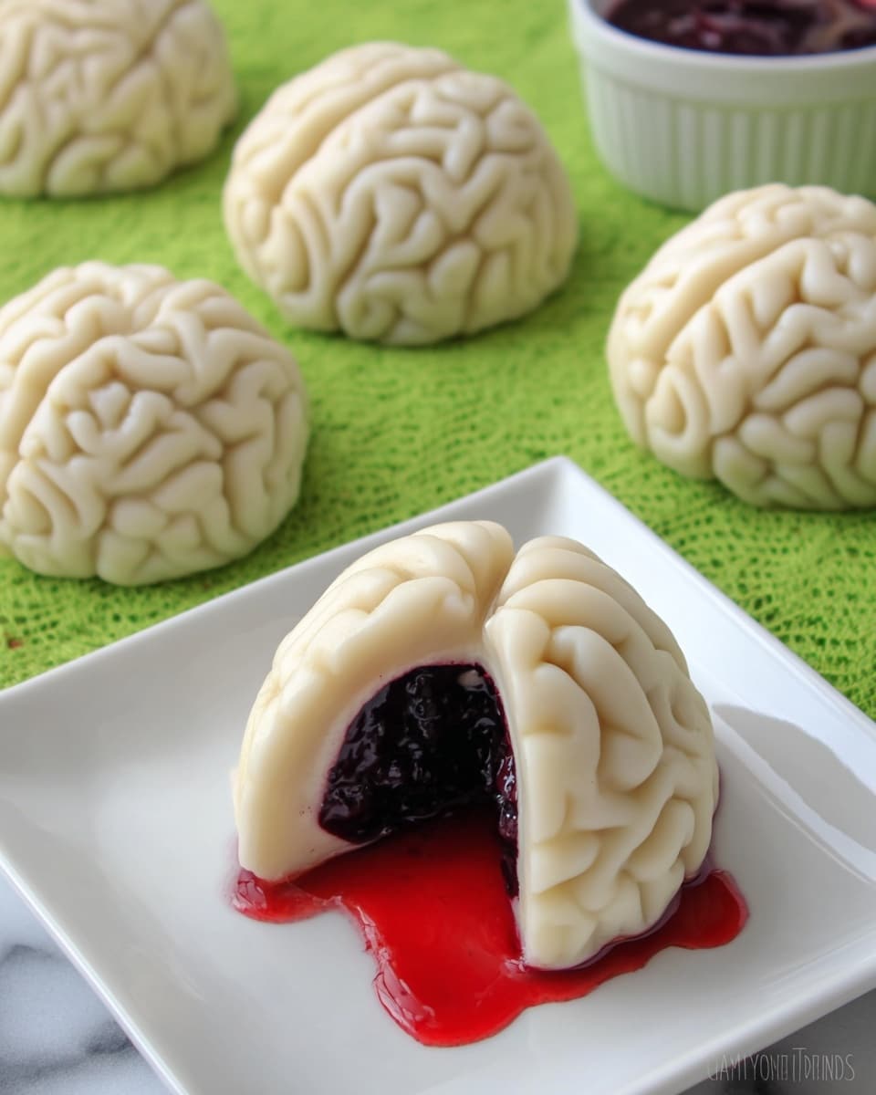 The image shows eight small, brain-shaped objects arranged on a wooden surface. Each piece has a detailed surface with ridges and grooves resembling the folds of a brain. The objects are white with a smooth texture and are placed in neat rows, some slightly overlapping, creating a clear view of their rounded dome shape and intricate pattern. photo taken with an iphone --ar 4:5 --v 7