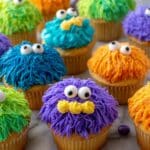 Monster Colorful Cupcakes with Candy Eyes Recipe