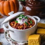 Pumpkin Chili with Ground Turkey and Fire-Roasted Tomatoes Recipe