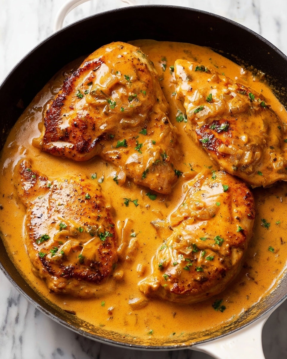 Smothered Chicken with Creamy Onion Gravy Recipe