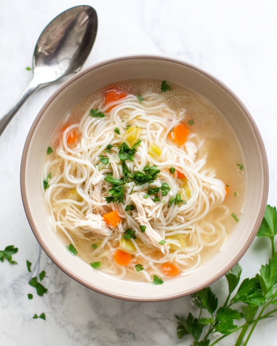 Chicken Noodle Soup with Pesto, Lemon, and Fresh Herbs Recipe