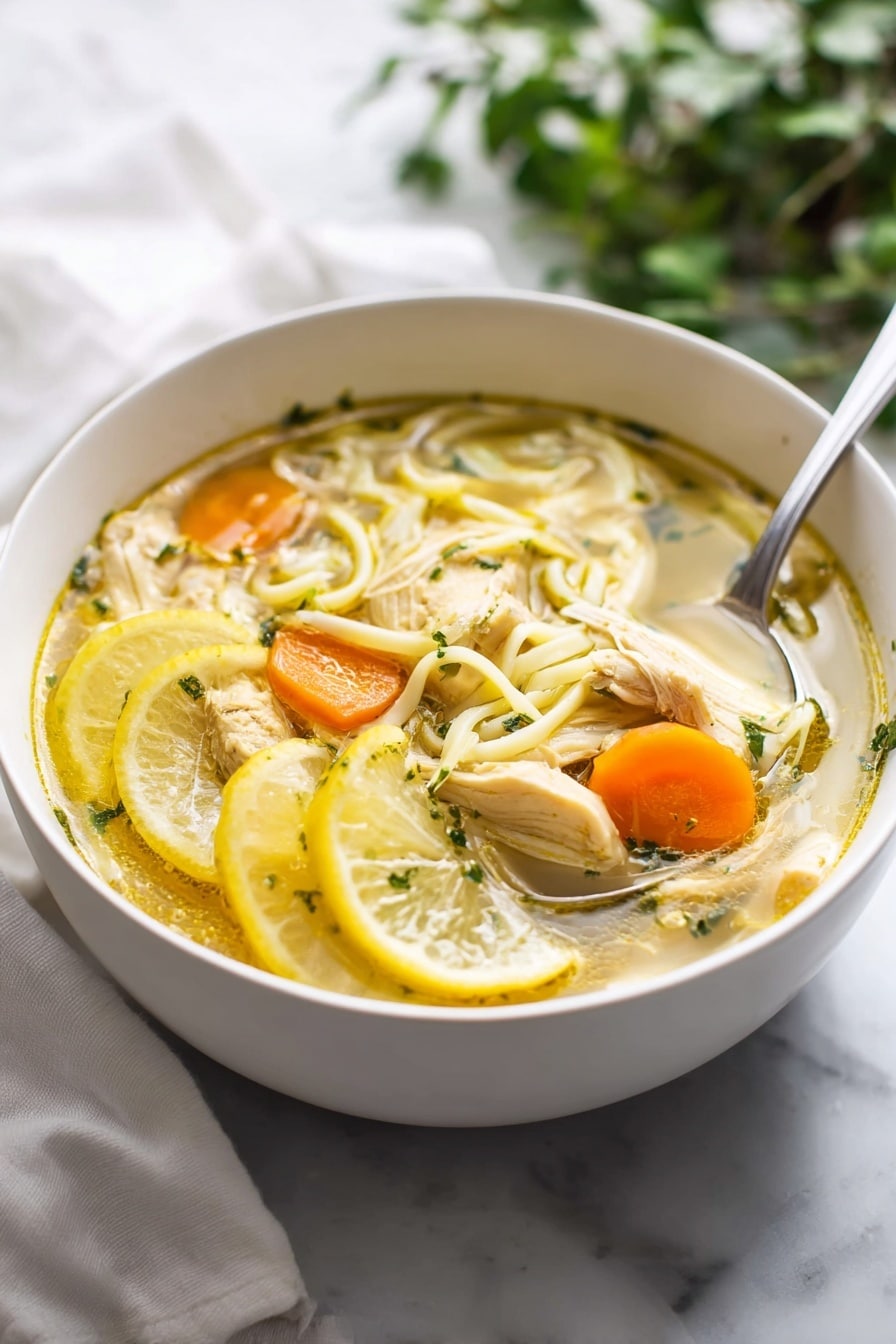 Lemon Chicken Soup with Noodles Recipe