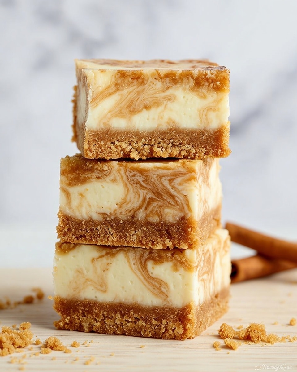 The image shows a square piece of dessert with three main layers. The bottom layer is a crumbly, golden brown crust with a rough texture. Above it, the middle layer is thick and creamy white, with little swirls of light brown. The top layer is a mix of light brown and white in a marble pattern, smooth and slightly shiny. The dessert pieces are placed on white parchment paper over a white marbled surface, with some crumbs scattered around. A silver knife with some cream on the blade lies near the dessert. In the background, more square pieces of the dessert are slightly out of focus. Photo taken with an iphone --ar 4:5 --v 7