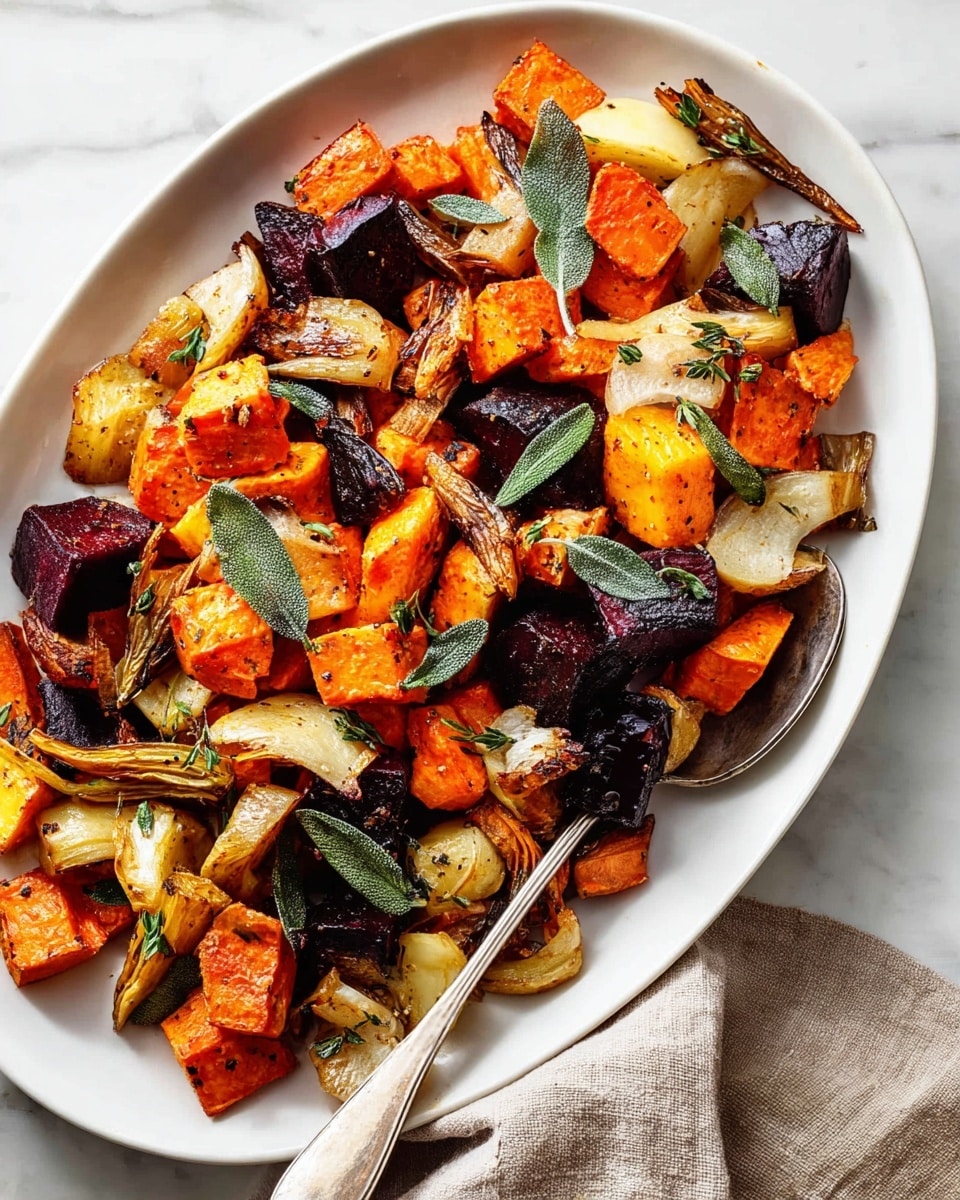 Roasted Root Vegetables with Sage Oil and Crispy Sage Leaves Recipe