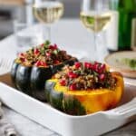 Stuffed Acorn Squash with Tempeh, Mushrooms, Cranberries, and Herbs Recipe
