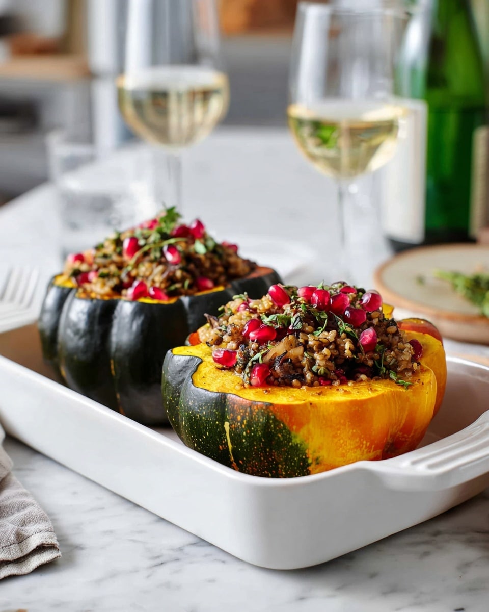 Stuffed Acorn Squash with Tempeh, Mushrooms, Cranberries, and Herbs Recipe