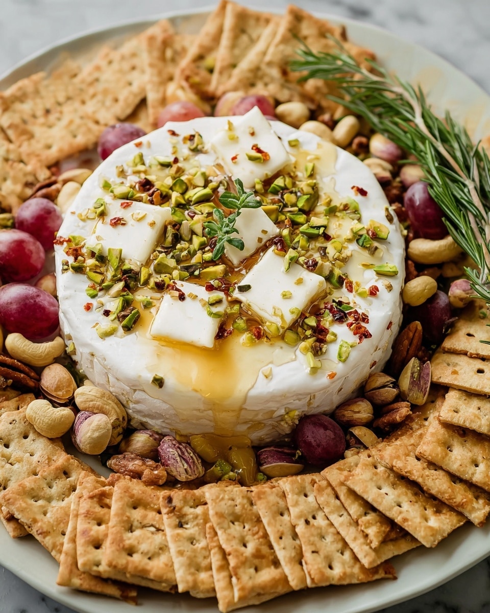 Baked Brie with Honey, Garlic, Pistachios, and Thyme Recipe