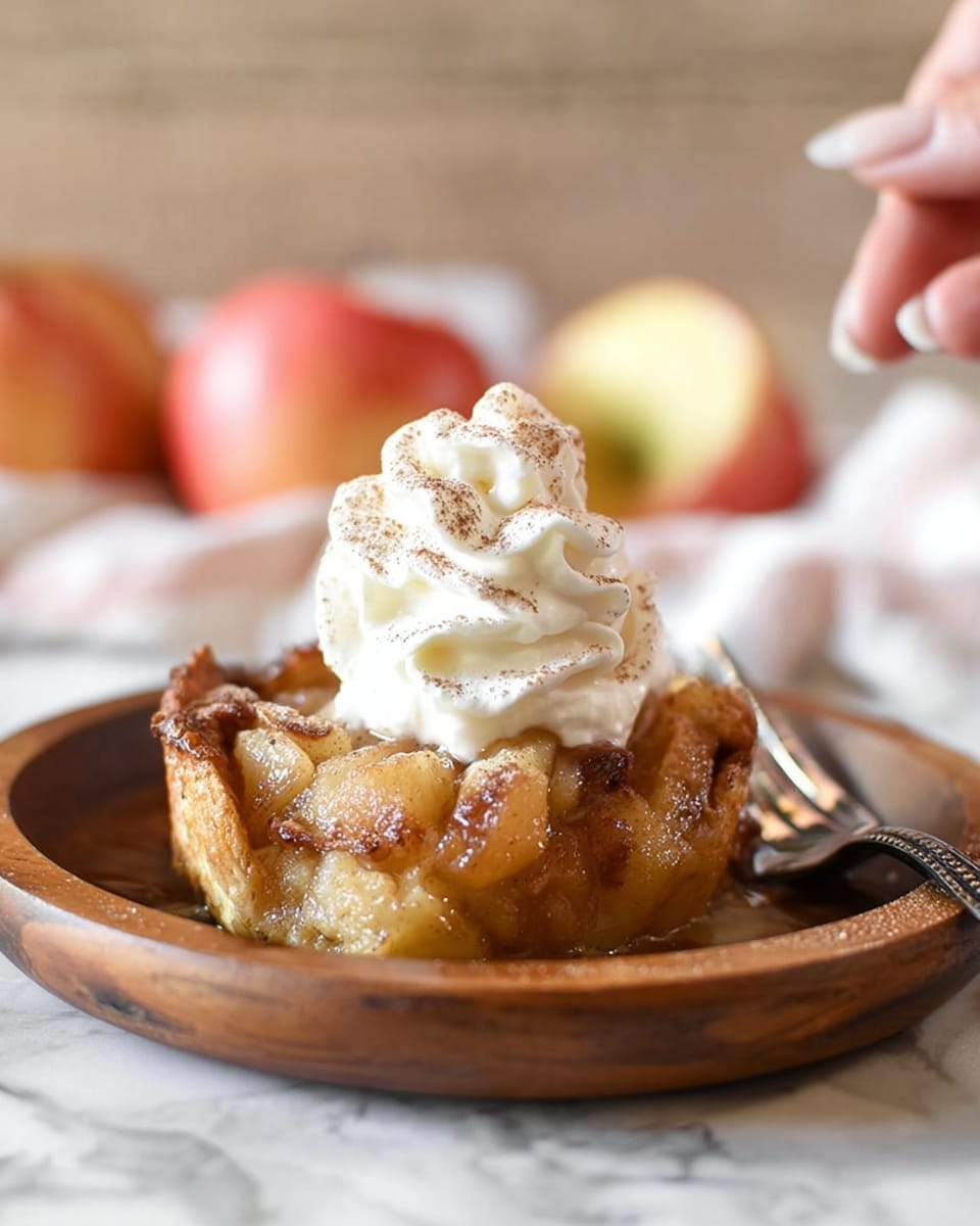 A clear glass bowl sits on a light brown wooden table covered partially by an orange and white patterned cloth. Inside the bowl are three main layers: on one side, soft yellow butter is cut into small thick cubes; next to it is a layer of white flour powder; and beside the flour is a pile of brown cinnamon powder. A metal pastry cutter with a black handle rests in the bowl, ready to mix the ingredients. In the background, three whole red apples are visible on the white marbled surface. photo taken with an iphone --ar 4:5 --v 7