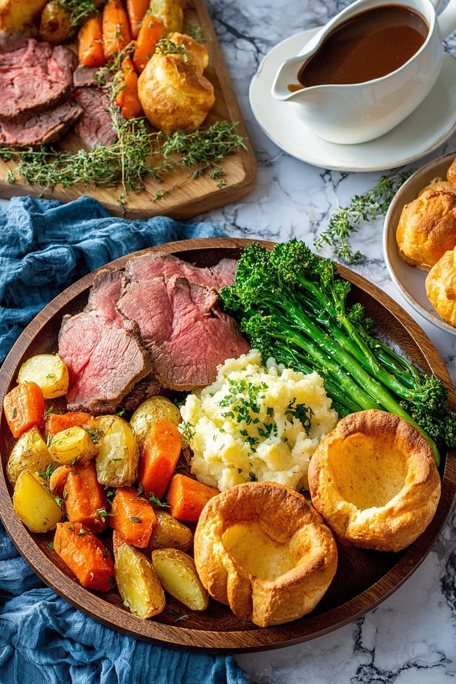 Juicy Roast Beef Dinner with Yorkshire Pudding Recipe