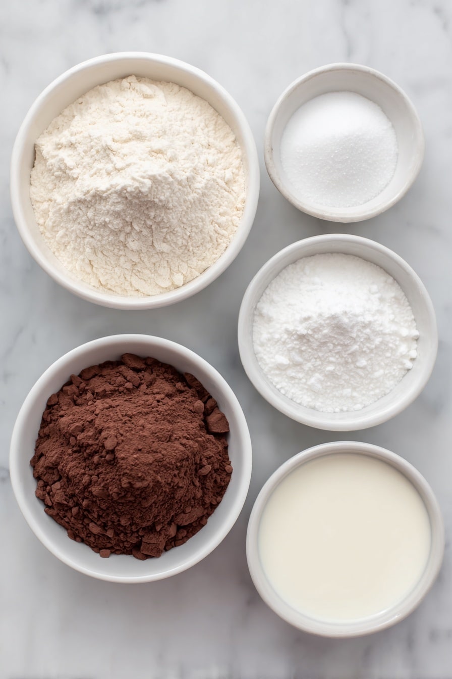 Mocha Fudge Bars Recipe 7 Flat lay of a small pile of chopped bittersweet and unsweetened chocolate pieces, a dollop of fluffy white marshmallow creme on a white ceramic plate, a small white bowl filled with rich dark espresso powder, a small white bowl of smooth golden melted unsalted butter, a small white bowl of thick pale sweetened condensed milk, a small white bowl of creamy white whipping cream, a whole uncracked brown egg, and a tiny white dish holding clear vanilla extract placed perfectly symmetrical and balanced on a clean white marble surface, soft natural light, photo taken with an iPhone, professional food photography style, fresh ingredients, white ceramic bowls, no bottles, no duplicates, no utensils, no packaging --ar 2:3 --v 7 --p m7354615311229779997 - Mocha Fudge Bars, mocha fudge bars recipe, coffee chocolate dessert, easy mocha fudge bars, homemade mocha bars