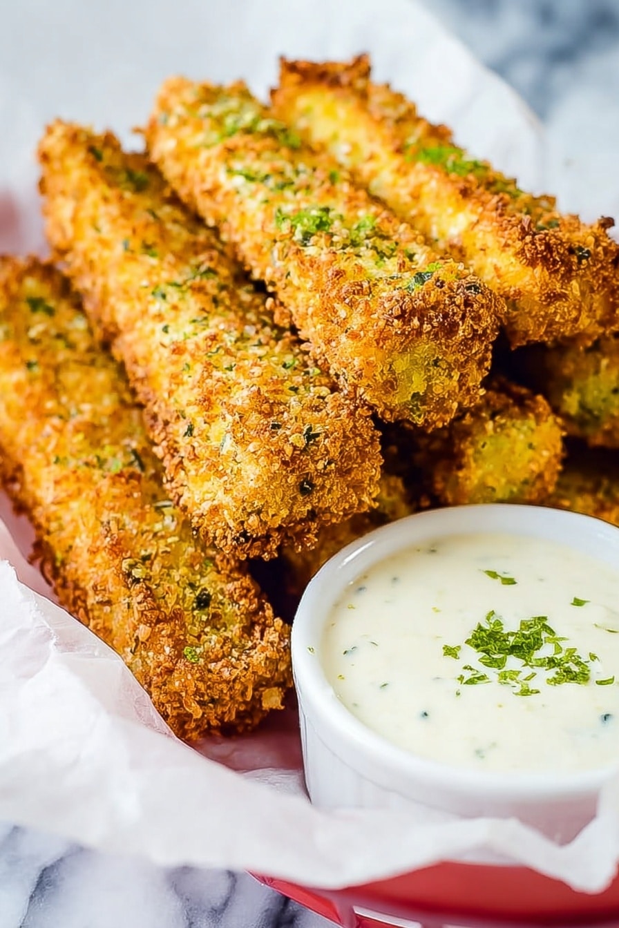 Crispy Baked Pickle Fries with Dill Ranch Recipe