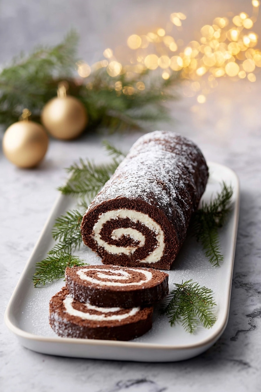 Chocolate Chestnut Roll with Whipped Cream Filling Recipe