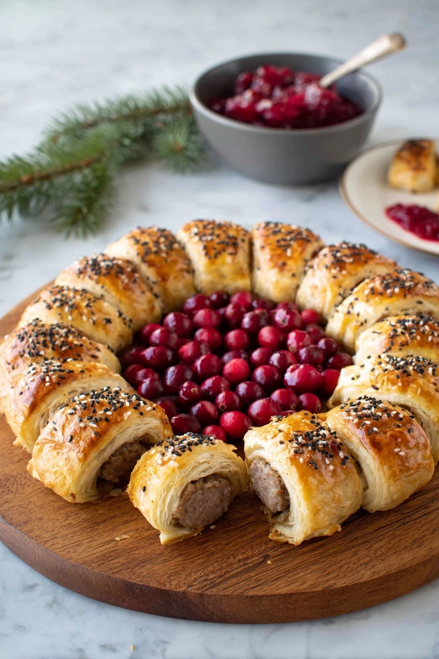 Sausage Roll Wreath with Cranberry Sauce Recipe