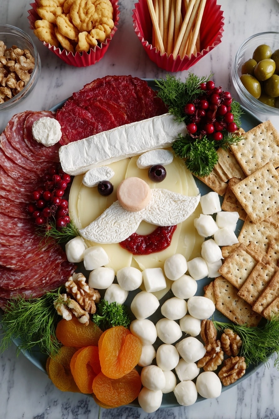 Santa Cheese Board with Wraps and Fruits Recipe