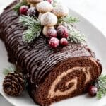 Chocolate Yule Log Cake with Meringue Mushrooms Recipe