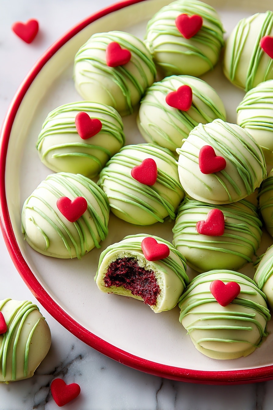 Grinchy Red Velvet Cake Balls Recipe 8 Grinchy Red Velvet Cake Balls Recipe - Serving