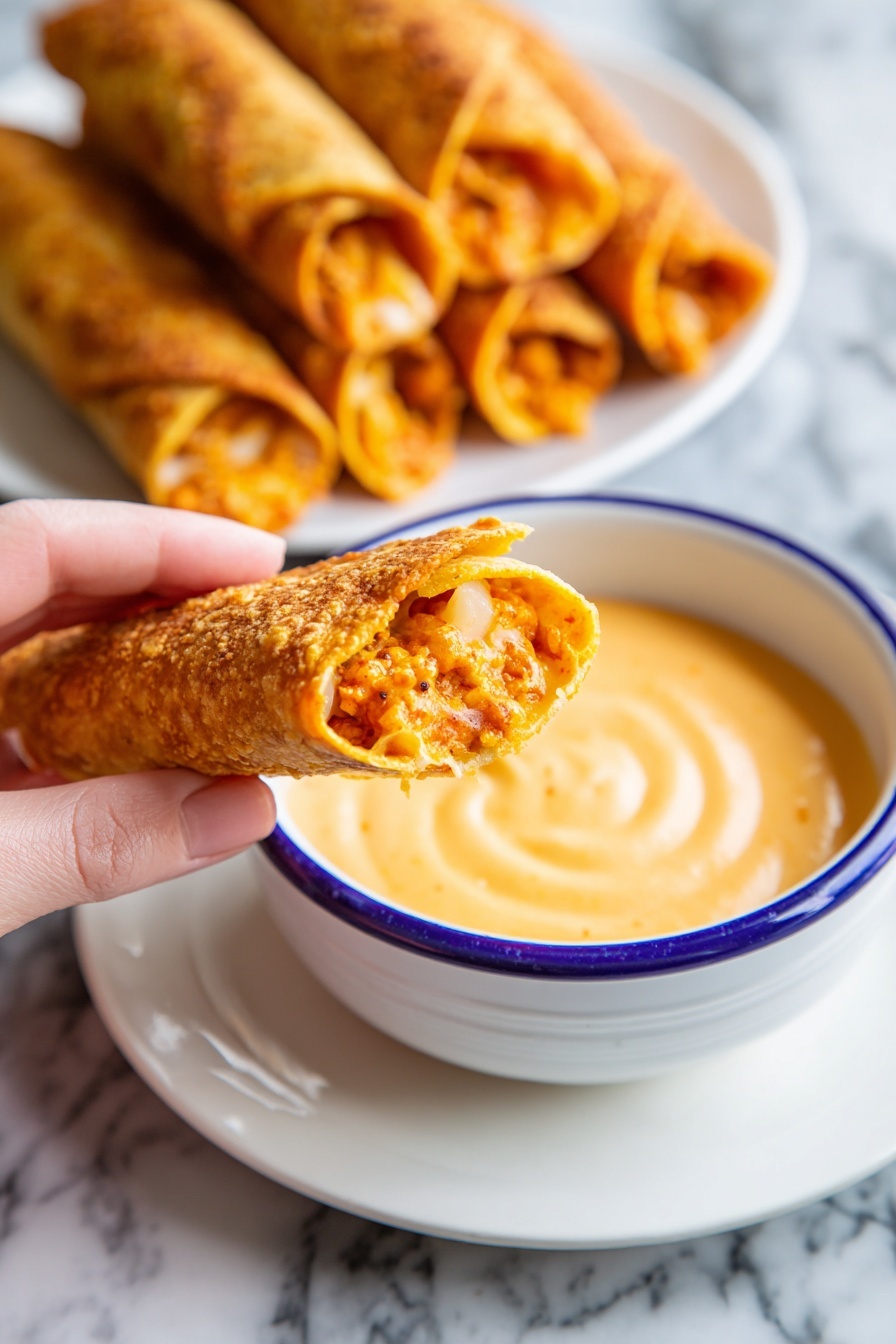 Baked Chicken Taquitos with Sriracha Cream Recipe - Serving