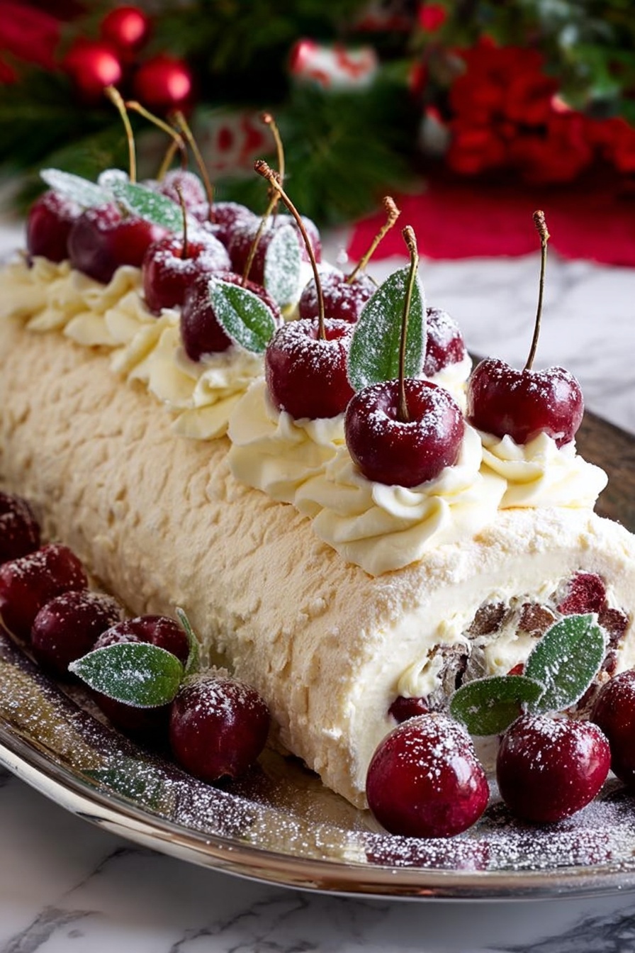 Cherry Mascarpone Pavlova Roulade Recipe
