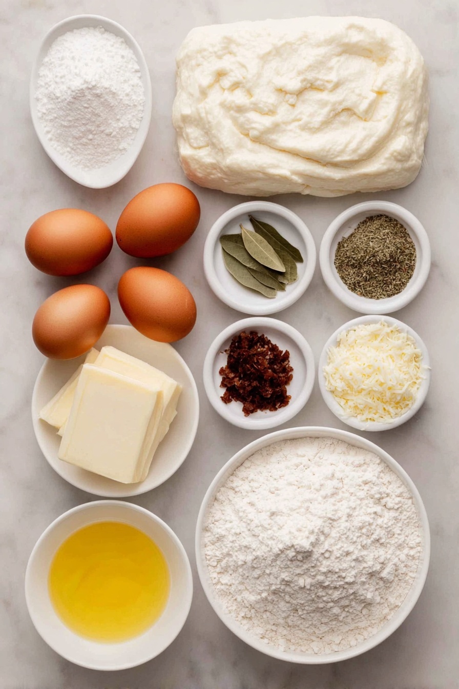 Copycat Pizza Hut Breadsticks Recipe 7 Flat lay of spoonfuls of white bread flour, a small mound of granulated sugar, a few sprigs of dried oregano, a dried basil leaf cluster, a small heap of dried onion flakes, a neat pile of garlic powder, three whole uncracked brown eggs, a small white bowl of warm water, a small white bowl of warm milk, a small white bowl filled with melted unsalted butter, a small white bowl of grated Parmesan cheese, and a small white bowl of dry active yeast, all arranged with perfect symmetry in a balanced composition on a clean white ceramic surface, placed on a clean white marble surface, soft natural light, photo taken with an iPhone, professional food photography style, fresh ingredients, white ceramic bowls, no bottles, no duplicates, no utensils, no packaging --ar 2:3 --v 7 --p m7354615311229779997 - Copycat Pizza Hut Breadsticks, homemade breadsticks, garlic butter breadsticks, soft cheesy breadsticks, easy breadstick recipe