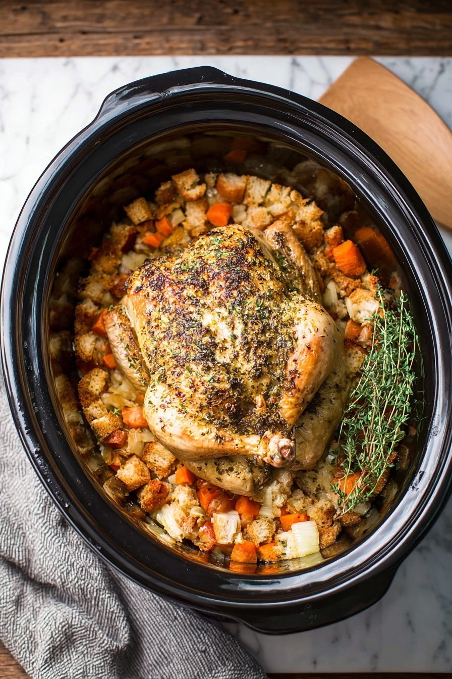 Slow Cooker Whole Chicken with Stuffing Recipe