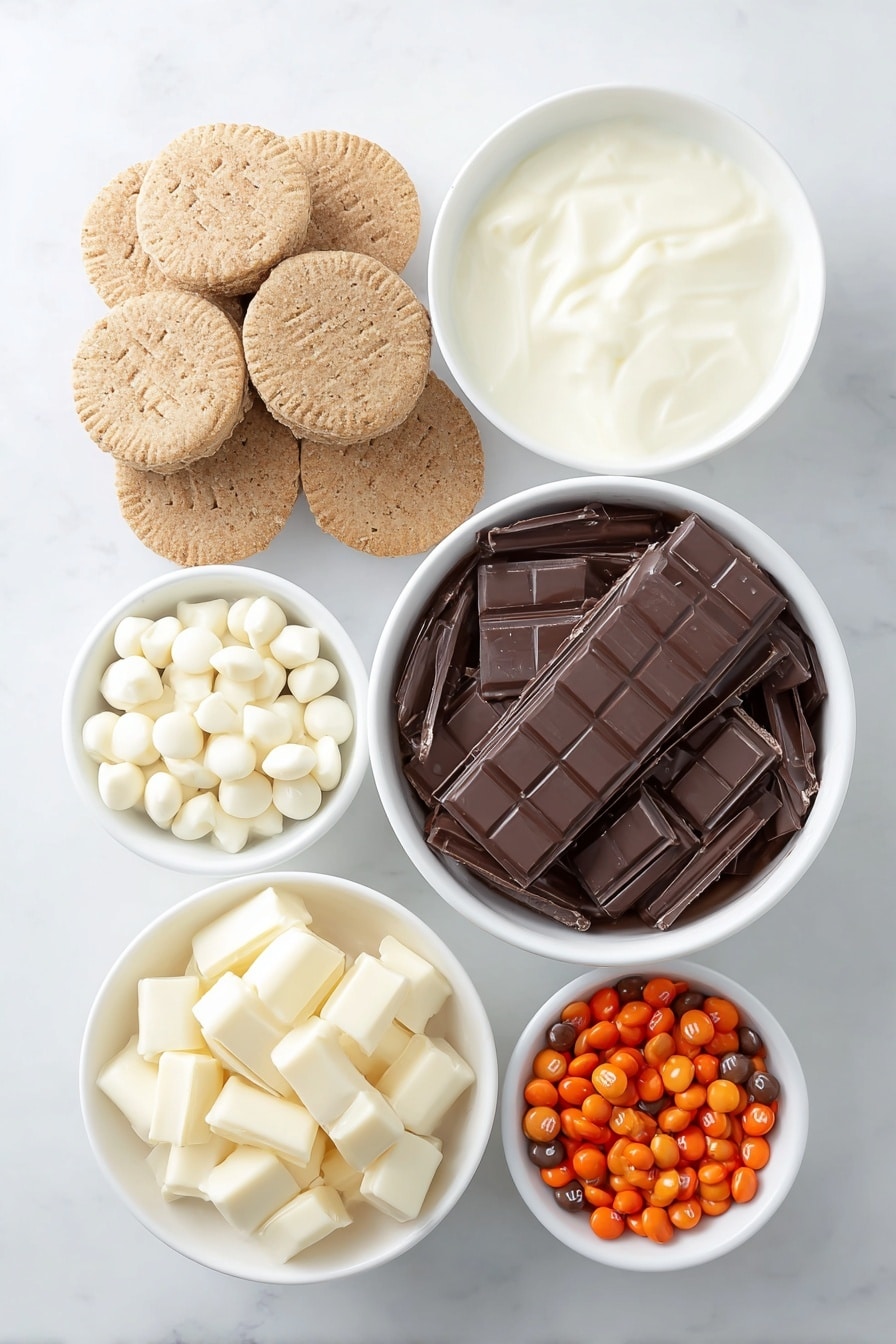 Chocolate Frosted Reindeer Donuts Recipe 7 Flat lay of a small mound of pale white flour, a few light brown whole eggs with smooth clean shells, a small white ceramic bowl of fine white sugar, a small white bowl with melted golden butter, a small white bowl of creamy milk, a small white bowl of thick creamy Greek yogurt, a small white bowl holding vanilla extract, a neat pile of light beige baking powder and baking soda powders, a small pinch of warm brown nutmeg powder on a white ceramic plate, finely chopped dark chocolate chunks on a simple white dish, a small white bowl with light golden corn syrup, smooth round white chocolate chips arranged neatly, tiny dark mini chocolate chips, regular sized glossy chocolate chips grouped together, bright red glossy M&M candies, and rustic broken pretzel pieces shaped like antlers, all evenly spaced and perfectly symmetrical, placed on a clean white marble surface, soft natural light, photo taken with an iPhone, professional food photography style, fresh ingredients, white ceramic bowls, no bottles, no duplicates, no utensils, no packaging --ar 2:3 --v 7 --p m7354615311229779997 - Chocolate Frosted Reindeer Donuts, holiday reindeer donut recipe, festive Christmas donuts, easy holiday donut ideas, winter-themed dessert recipes