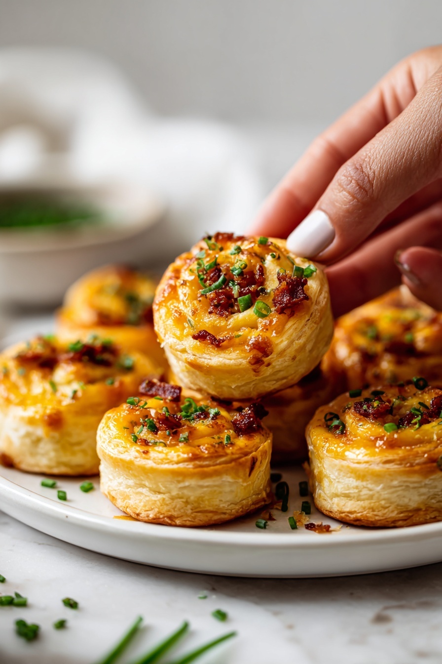 Salami and Cheese Puff Pastry Pinwheels Recipe 8 Salami and Cheese Puff Pastry Pinwheels Recipe - Serving