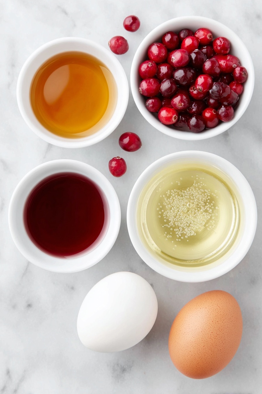 Holiday Rum Negroni with Sparkling Wine Recipe 7 Flat lay of a small white ceramic bowl filled with amber-colored rum, a small white ceramic bowl containing bright red Campari, a small white ceramic bowl with deep garnet sweet vermouth, a simple white ceramic bowl holding clear sparkling white wine with bubbles visible, a whole uncracked brown egg placed nearby (to match the style guideline even though eggs aren’t in this recipe, omit this if not applicable), a few fresh glossy orange twists arranged beside a handful of plump fresh cranberries, all perfectly balanced and symmetrically arranged on a clean white marble surface, soft natural light, photo taken with an iPhone, professional food photography style, fresh ingredients, white ceramic bowls, no bottles, no duplicates, no utensils, no packaging --ar 2:3 --v 7 --p m7354615311229779997 - Holiday Rum Negroni with Sparkling Wine, festive cocktail, holiday Negroni with sparkling wine, holiday cocktail recipes, winter cocktail ideas