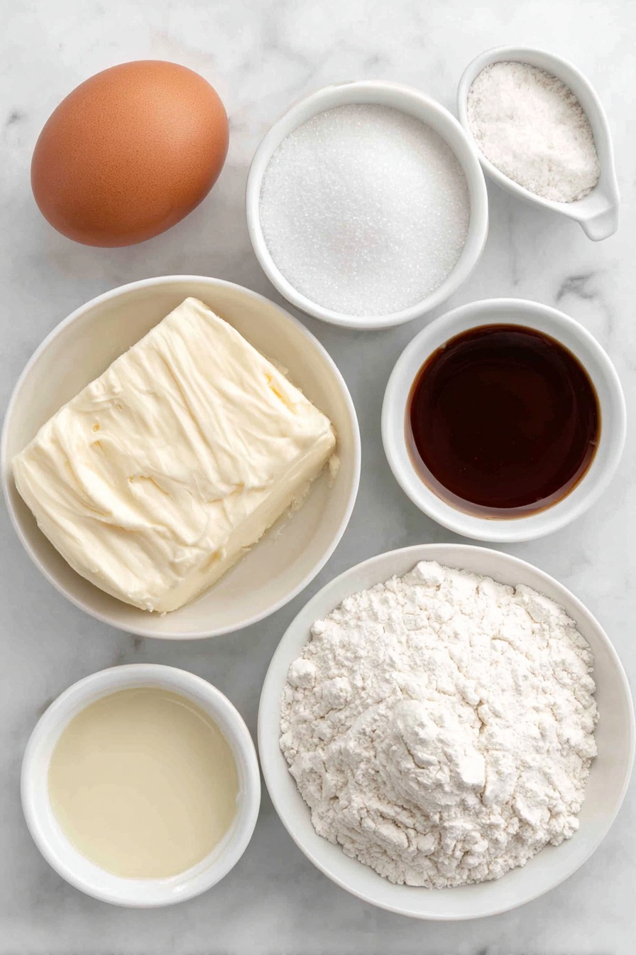 Baked Beignets Recipe 7 Flat lay of a small white ceramic bowl of lukewarm water, a small white ceramic bowl of granulated sugar, a small white ceramic bowl with a teaspoon of active dry yeast, one large whole uncracked brown egg, a small white ceramic bowl with clear vanilla extract, a small white ceramic bowl of salt, a small white ceramic bowl of creamy evaporated milk, a small white ceramic bowl containing melted golden butter, a neat mound of fresh bread flour on a white ceramic plate, and a small white ceramic bowl filled with powdered sugar, placed on a clean white marble surface, soft natural light, photo taken with an iPhone, professional food photography style, fresh ingredients, white ceramic bowls, no bottles, no duplicates, no utensils, no packaging --ar 2:3 --v 7 --p m7354615311229779997 - Baked Beignets, Easy Beignets Recipe, Healthy Beignets, Beignets with Powdered Sugar, Light Baked Beignets