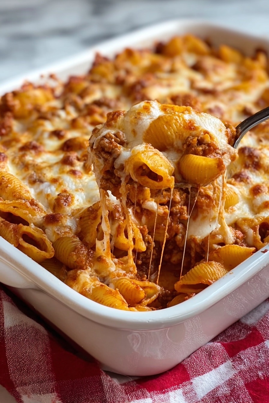 Cheesy Hamburger Pasta Bake Recipe