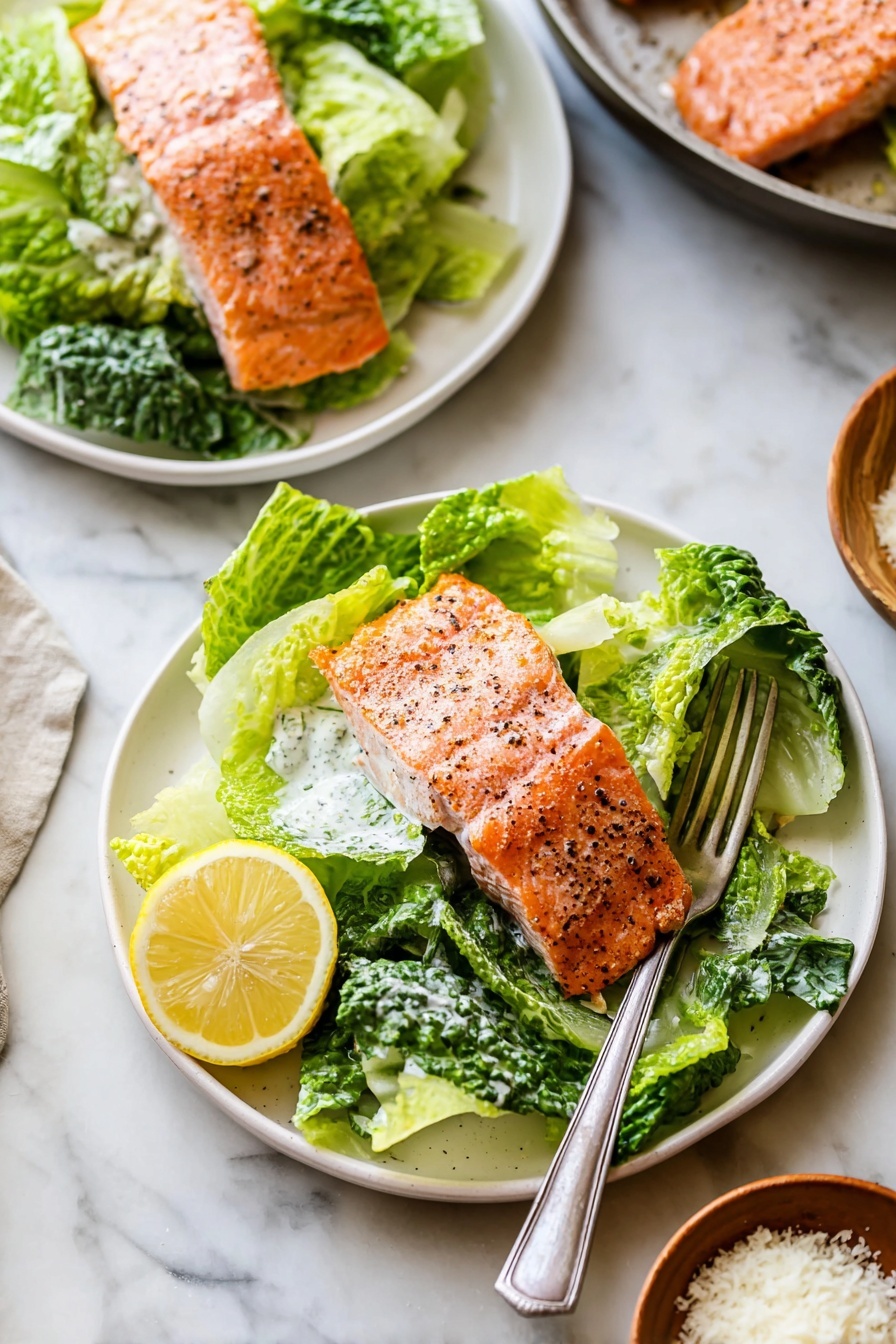 Salmon Caesar Salad with Lemon and Parmesan Recipe