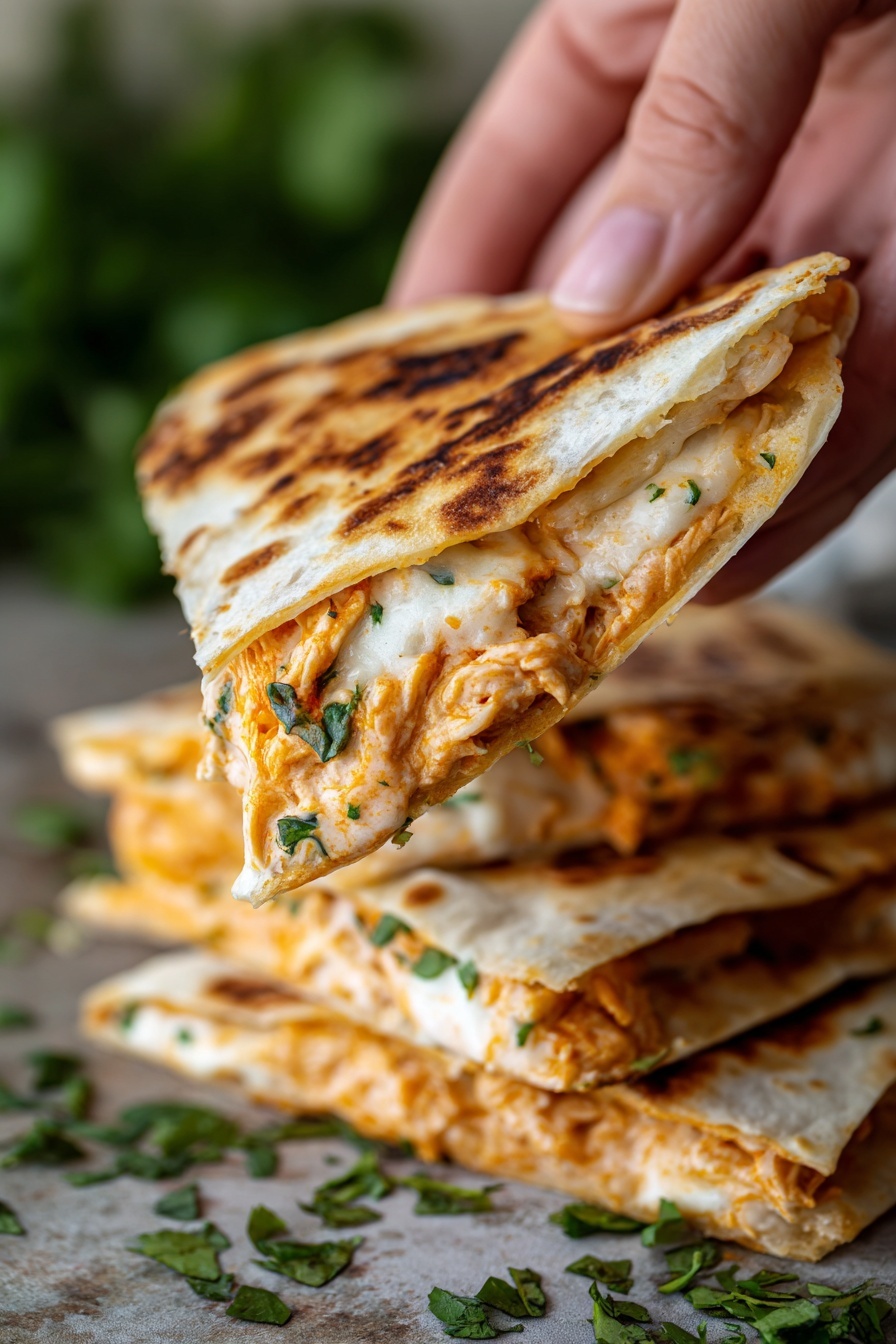 Proteinreiche Hähnchen-Ranch-Quesadilla: Schnell und geschmackvoll 3 Hochproteinreiches Hähnchen-Ranch-Quesadilla-Rezept – Servieren