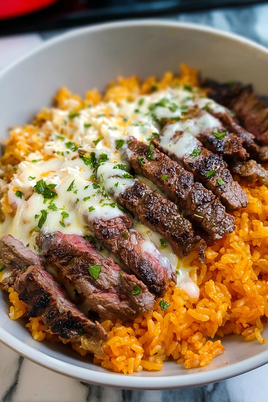 Steak Queso Rice Bowl Recipe