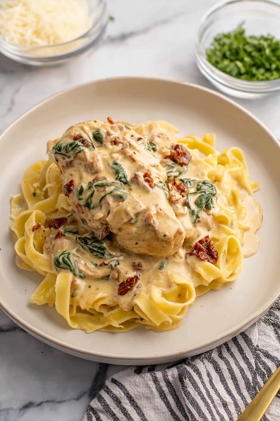 Creamy Tuscan Chicken in Crockpot Recipe