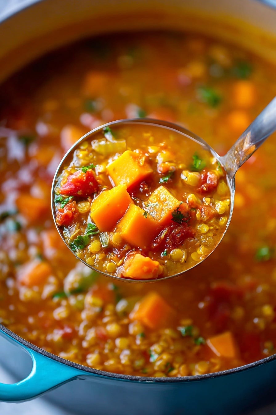 Red Lentil Soup with Veggies and Herbs Recipe