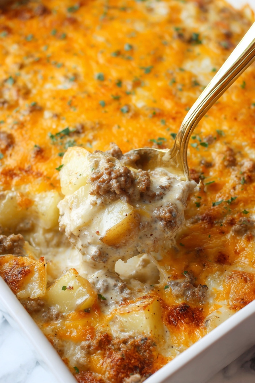 Cheesy Ground Beef and Potato Casserole Recipe