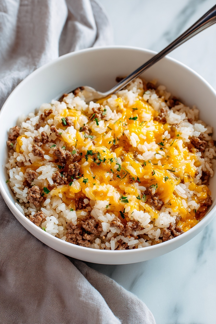 Cheesy Ground Beef and Rice Bake Recipe