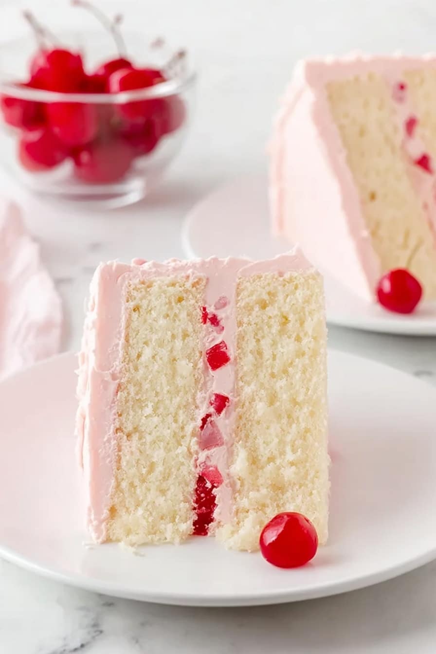 Cherry Almond Cake with Buttercream Frosting Recipe