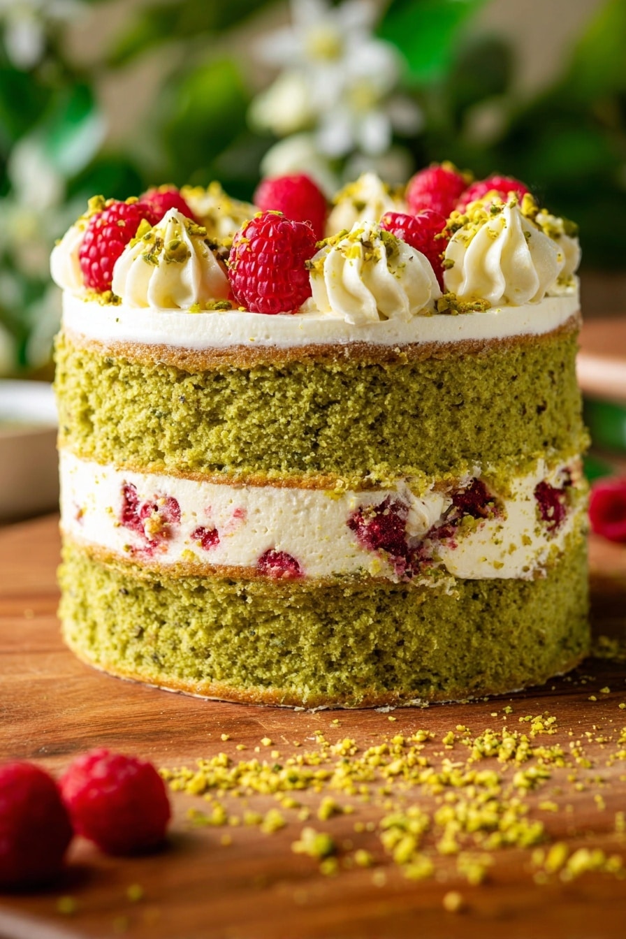 Pistachio Raspberry Cake Recipe