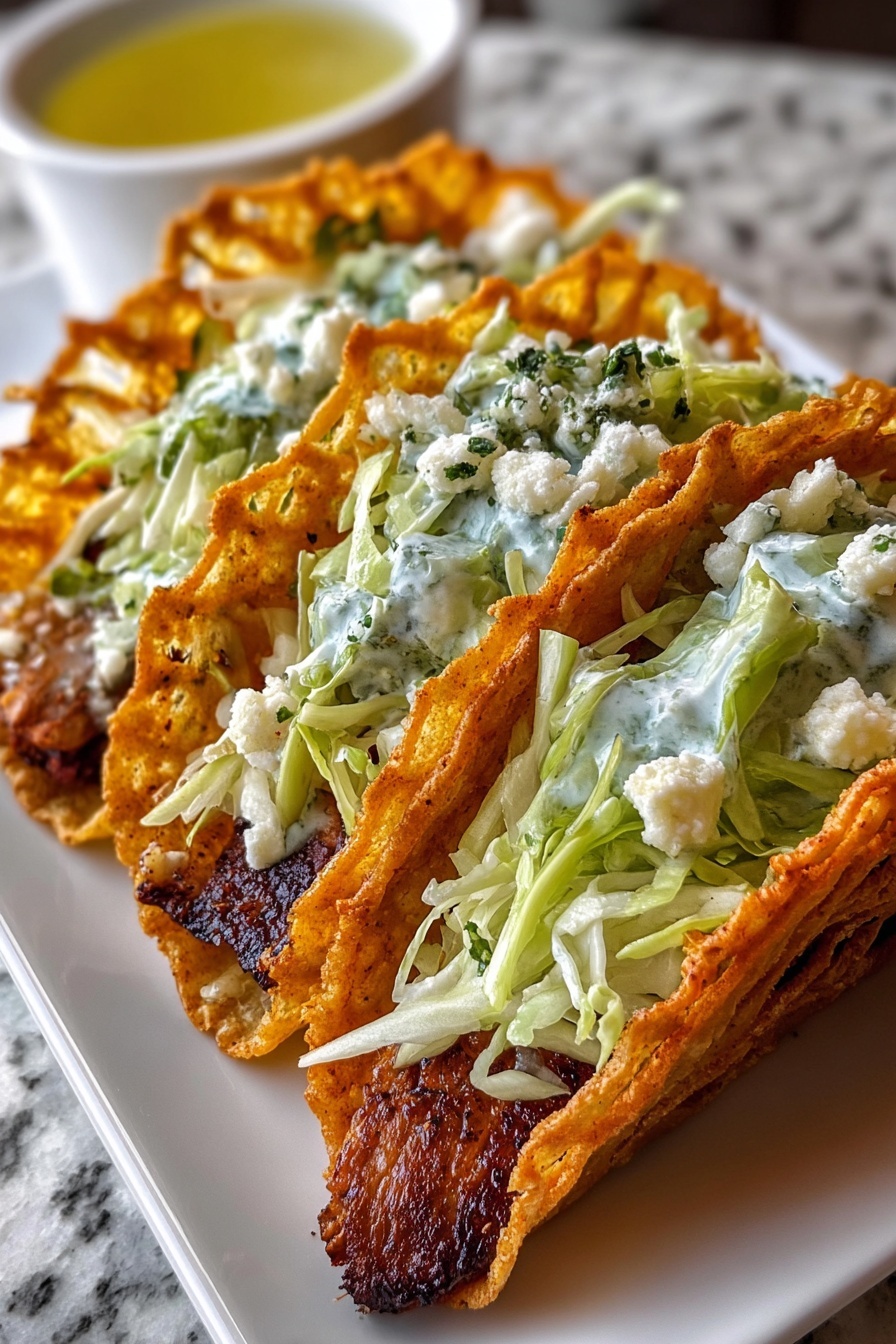 Dill Pickle Chicken Tacos with Crispy Cheese Recipe 8 Dill Pickle Chicken Tacos with Crispy Cheese Recipe - Serving