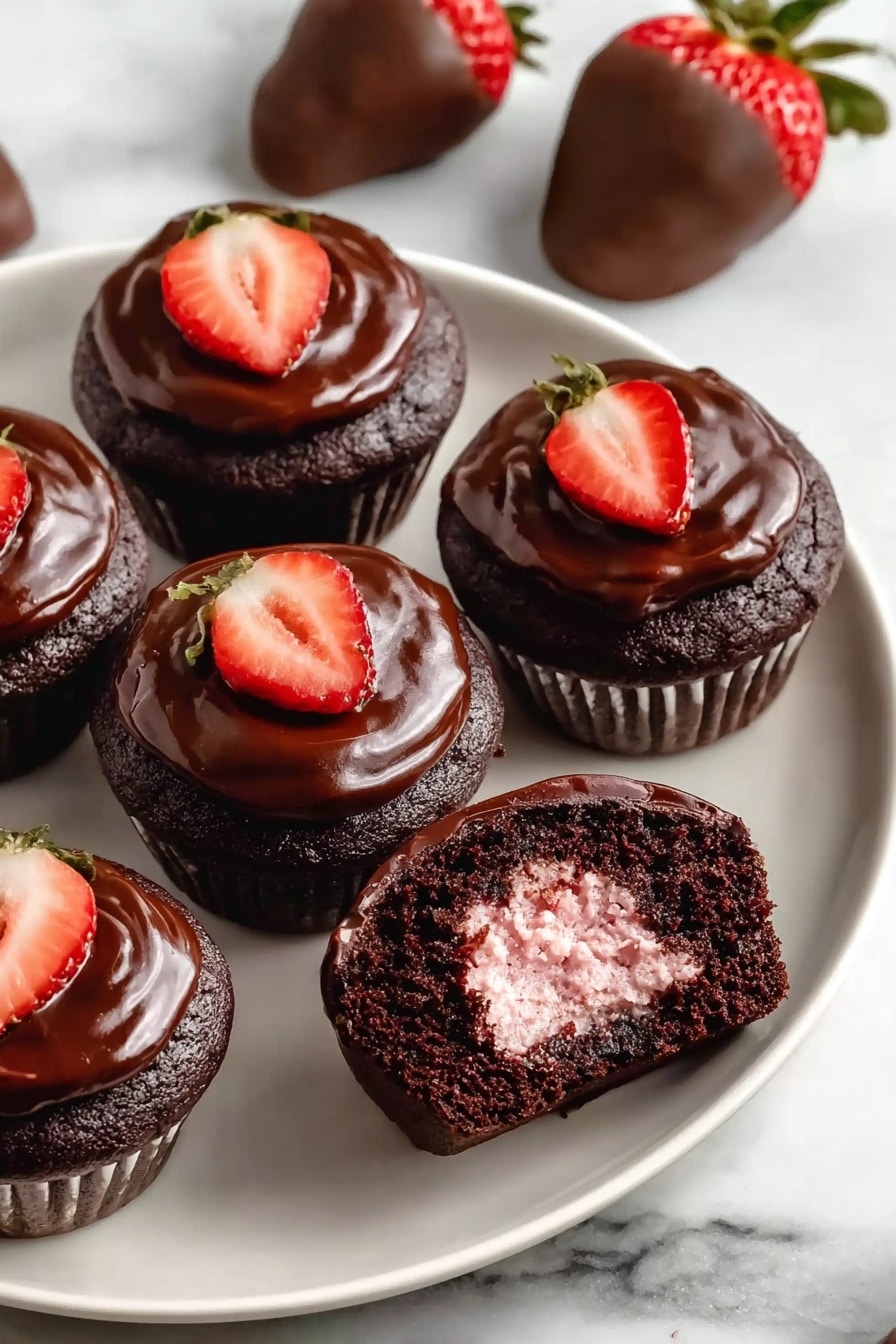 Chocolate Strawberry Cupcakes with Ganache Recipe