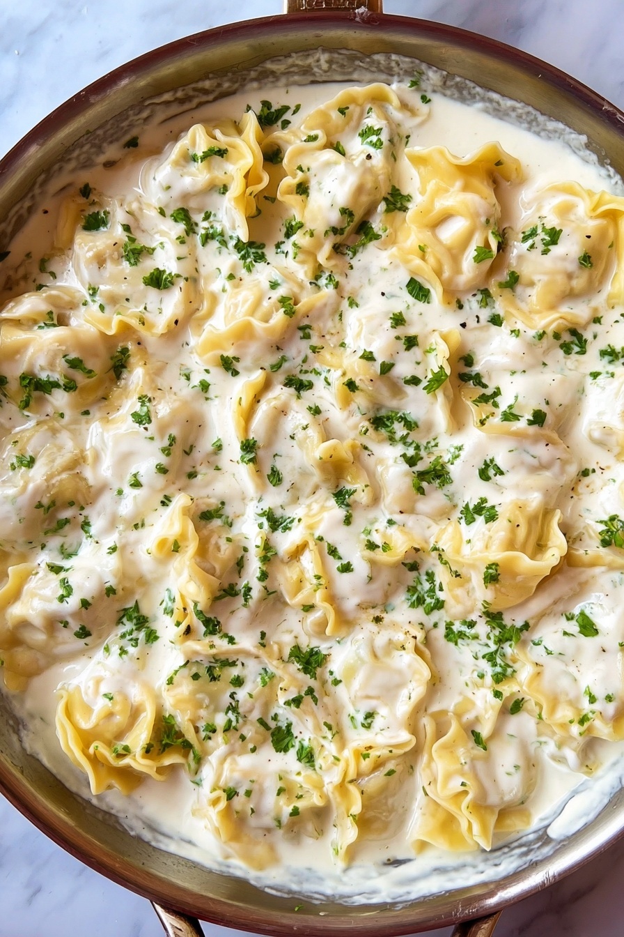 Garlic Parmesan Tortellini in Cream Sauce Recipe