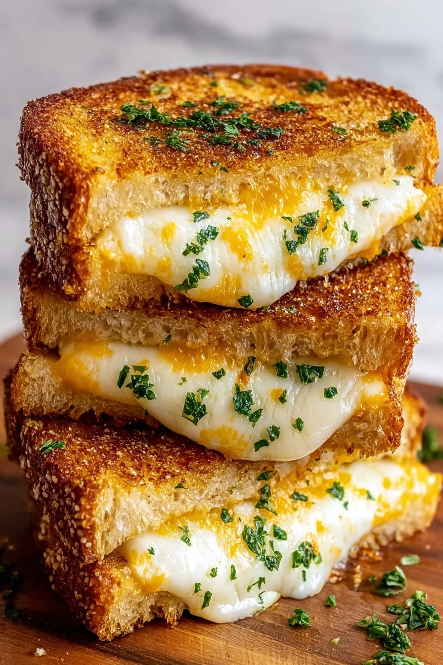 Garlic Bread Grilled Cheese Sandwiches Recipe